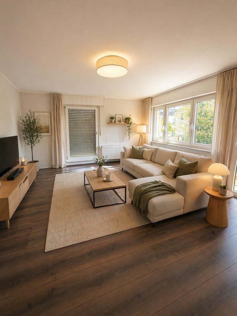 Wohnzimmer renoviert KI