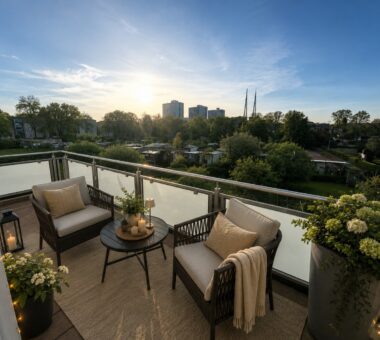 Großer Balkon Mit Gartenblick