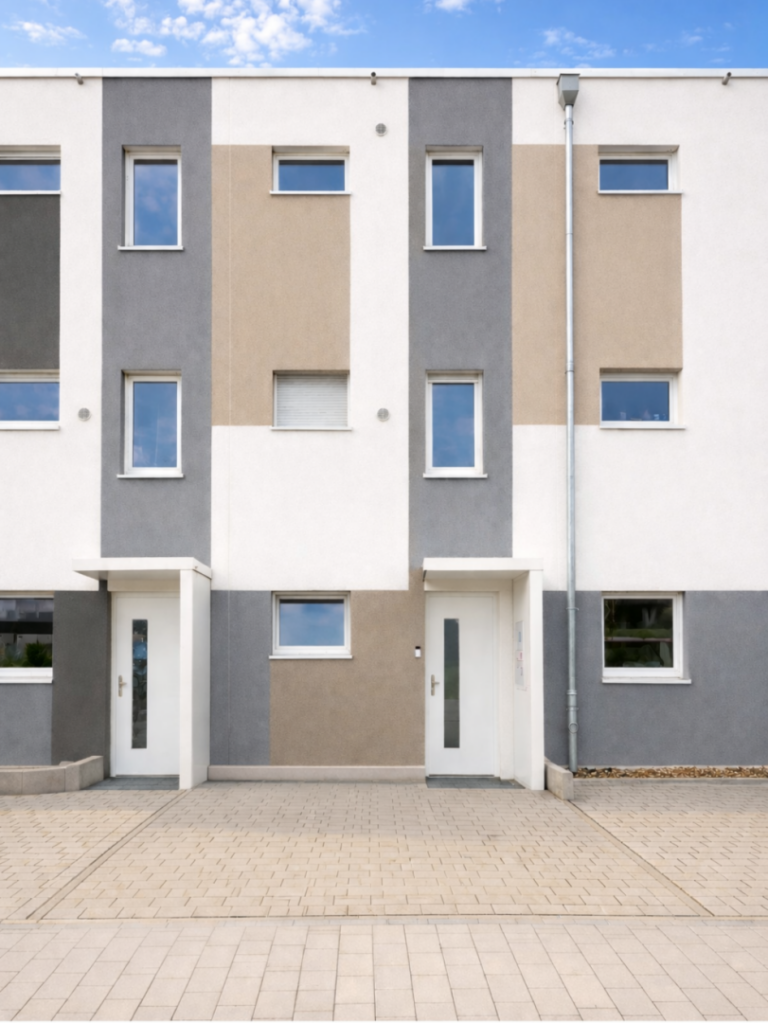 Hauseingang mit Stellplatz