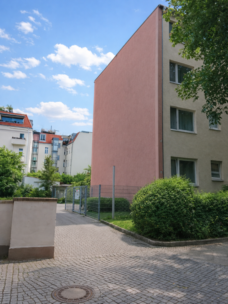 Einfahrt zu den PKW Stellplätz