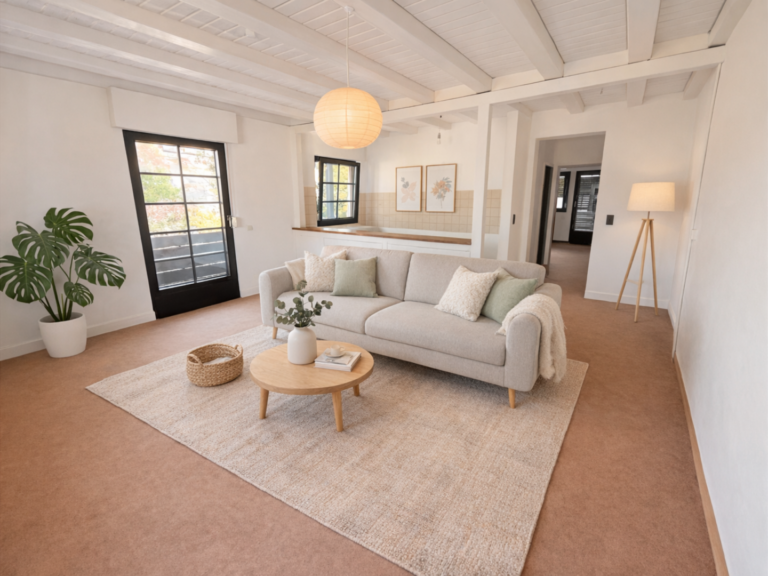 Wohnzimmer Blick (KI Staging)