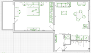 Grundriss mit Einrichtungsvorschlag