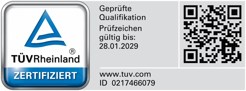 TÜV Rheinland zertifiziertes Know-how