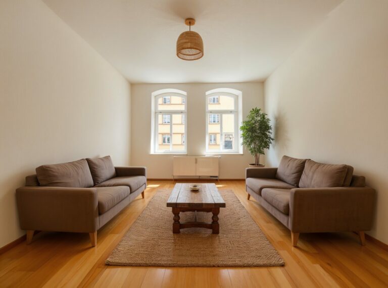 Wohn-/Schlafzimmer - Wohnzimmer, Bohemian - (KI generiert)