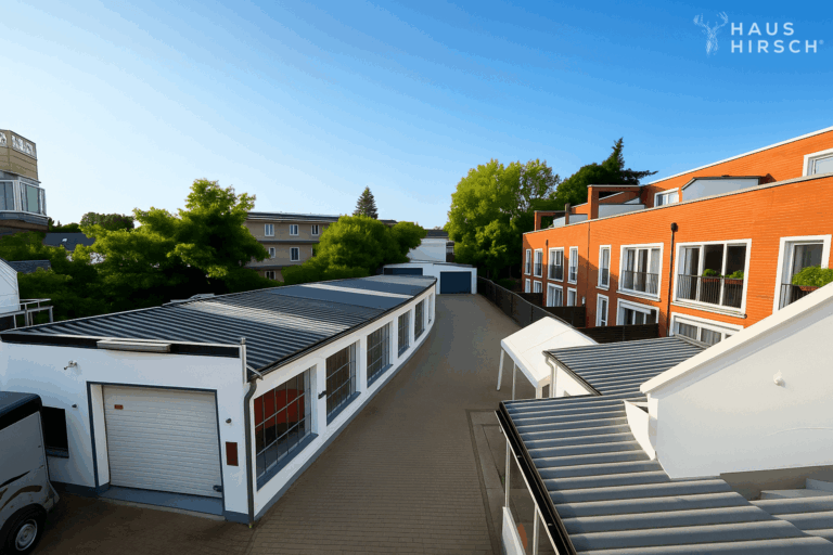 Blick aufs Grundstück vom OG