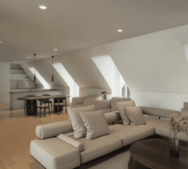 Neubau Rooftop Loft Im Denkmal | Sonder-Afa | Mit Turm-Blick, Galerie &Amp; Südterrasse In Neuhausen 4 Loft Wohnbereich Visualisierung