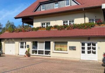 Vorderansicht Eingänge Stellplätze