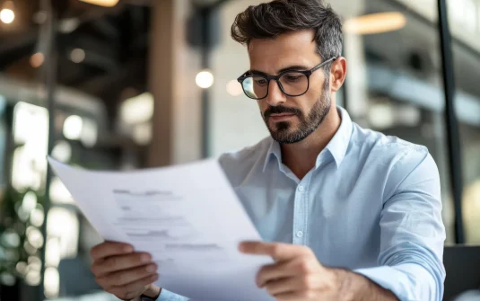 A Man Reading A Paper