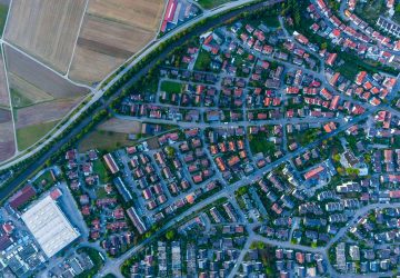 an aerial view of a city