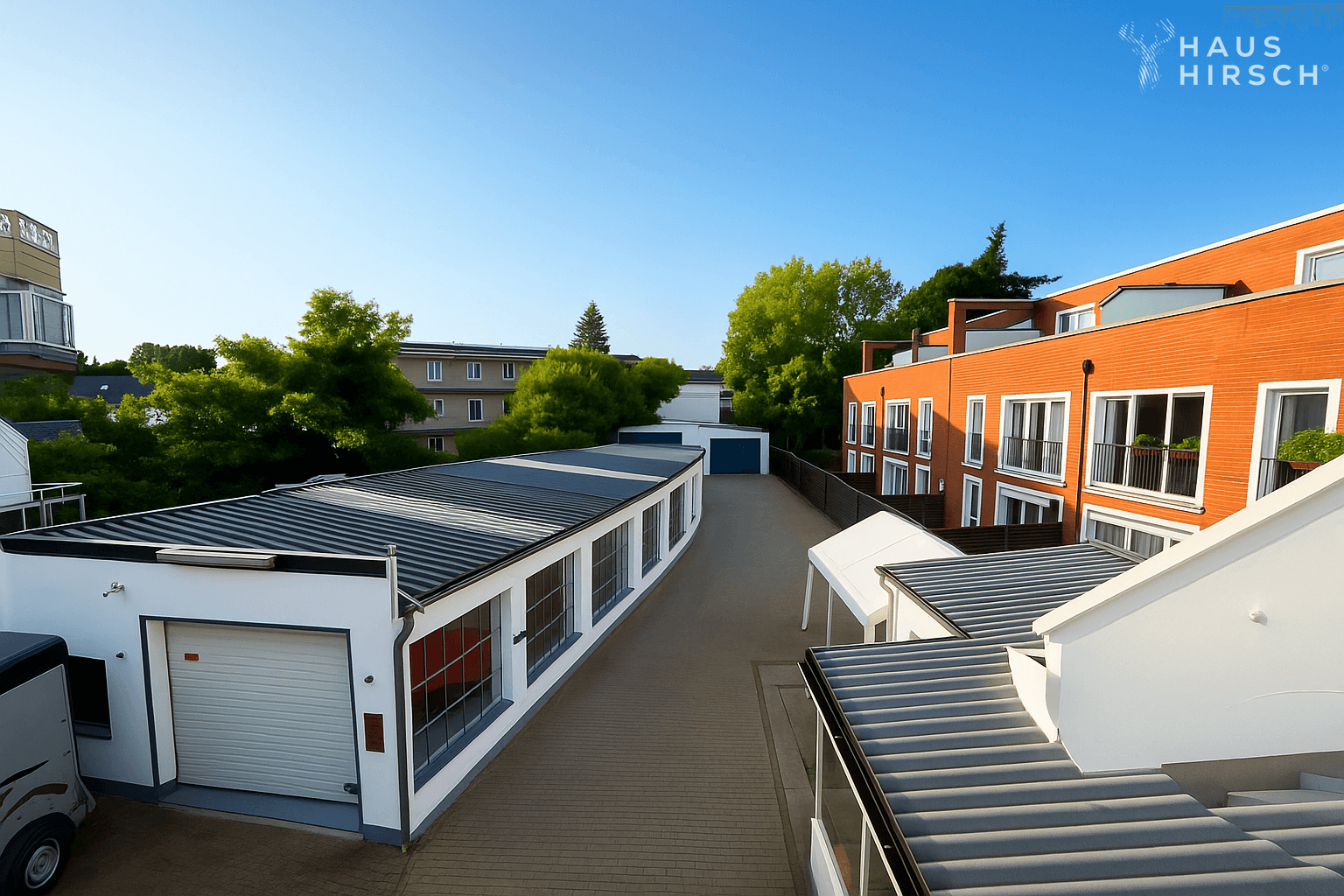 Blick aufs Grundstück vom OG