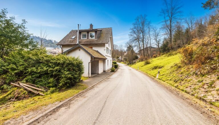 Haus von Außen mit den Garagen
